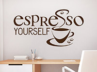 Wandtattoo Espresso yourself über dem Schreibtisch