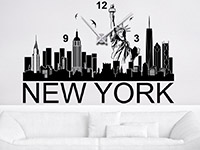 Wandtattoo Uhr New York Skyline