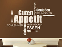 Essen Wandtattoo Guten Appetit Wortwolke auf heller Wand