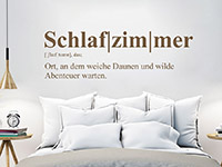 Wandtattoo Schlafzimmer Definition auf hellem Hintergrund