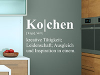 Kochen Wandtattoo Definition auf dunklem Hintergrund