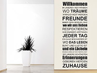 Willkommen Wandtattoo als stylisches Spruchbanner in dunkelgrau