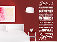 Wandtattoo Liebe ist... im Schlafzimmer