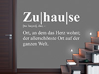 dekoratives Wandtattoo Zuhause Definition auf dunklem Hintergrund