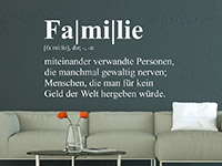 lustiges Wandtattoo Familie Definition im Wohnzimmer