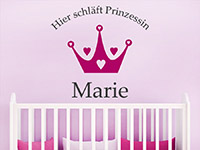 Wandtattoo Hier schläft Prinzessin... im Kinderzimmer