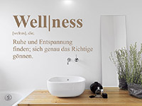 Begriff Wandtattoo Wellness auf hellem Hintergrund