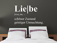 Wandtattoo Begriff Liebe Definition über dem Bett