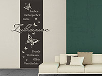 Wandtattoo Banner Zuhause mit Schmetterlingen