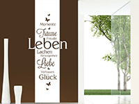 Banner Wandtattoo Leben in weiß