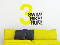 Sport Wandtattoo Swim Bike Run über der Couch