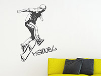 Wandtattoo Stylischer Skater mit Name im Jugendzimmer