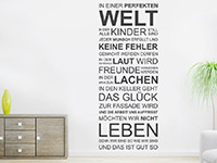 Wandtattoo In einer perfekten Welt im Wohnzimmer