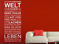 Spruchbanner Wandtattoo In einer perfekten Welt in weiß