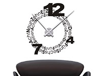 Wandtattoo Uhr Typographie