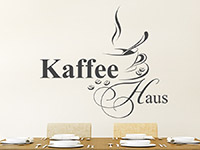 Kaffeehaus Wandtattoo mit Kaffeetasse über dem Esstisch