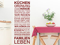 Spruchbanner Wandtattoo Küchenordnung in rot