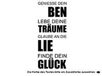 Wandtattoo Leben Träume Liebe Glück Motivansicht