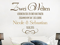 Hochzeit Wandtattoo Zwei Welten im Schlafzimmer