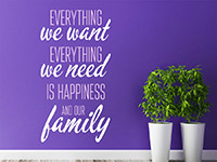 Familien Wandtattoo Everything we want auf dunkler Wand