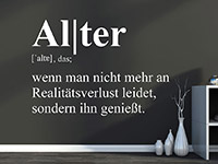 Wandtattoo lustige Alter Definition auf dunklem Hintergrund