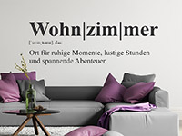 Wandtattoo Erklärung Wohnzimmer auf hellem Hintergrund