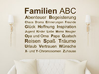 Familien ABC Wandtattoo über einer Couch