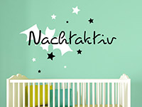 Baby Wandtattoo Nachtaktiv mit Fledermaus und Sternen im Kinderzimmer