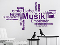 Musik Wandtattoo Wortwolke in Farbe