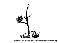 Wandtattoo Zweifarbiger Baum mit Waldtieren Motivansicht