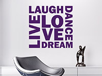 Wandtattoo Live Laugh Love Dance Dream im Wohnzimmer