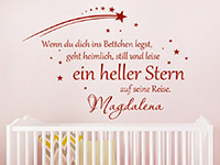 Wunschnamen Wandtattoo Ein heller Stern im Kinderzimmer