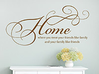 Wandtattoo Home where you treat your friends im Flur