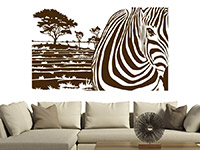 Zebra Wandtattoo Banner im Wohnzimmer