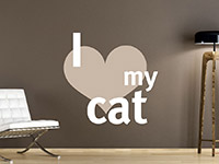 Wandtattoo Spruch I love my cat auf dunklem Hintergrund