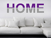 Zweifarbiges Wandtattoo Home modern über der Couch
