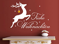 Wandtattoo Frohe Weihnachten mit Rentier im Flur