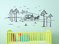 Wandtattoo Landschaft mit Märchenkutsche im Kinderzimmer