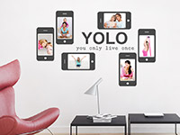 Fotorahmen Wandtattoo Yolo im angesagten Smartphone Design