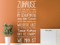 Spruchbanner Wandtattoo Zuhause sein in weiß