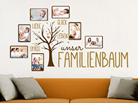 Wandtattoo Fotorahmen Familienbaum im Wohnzimmer