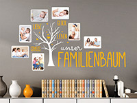 Bilder Wandtattoo Fotorahmen Familienbaum auf dunkler Wand