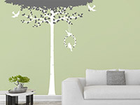 Wandtattoo Baum mit Blätterkranz im Wohnzimmer