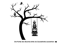 Wandtattoo Baum mit Schaukel und Eulen Motivansicht