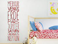 Wandtattoo Unsere Planeten im Kinderzimmer