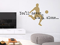 Fußball Wandtattoo You'll never walk alone neben dem Fernseher