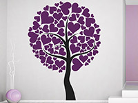 Zweifarbiger Wandtattoo Herzbaum auf heller Wandfläche