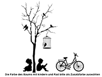 Wandtattoo Baum mit Kindern und Fahrrad Motivansicht