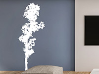 Wandtattoo Baum Scherenschnitt im Wohnzimmer in weiß