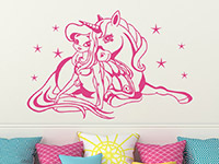 Wandtattoo Prinzessin mit Einhorn